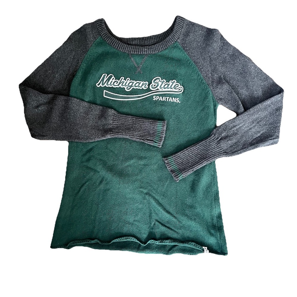 Michigan State Spartans MSU Medium Green Gray Knit Sweater‎ Women's Renu Canada